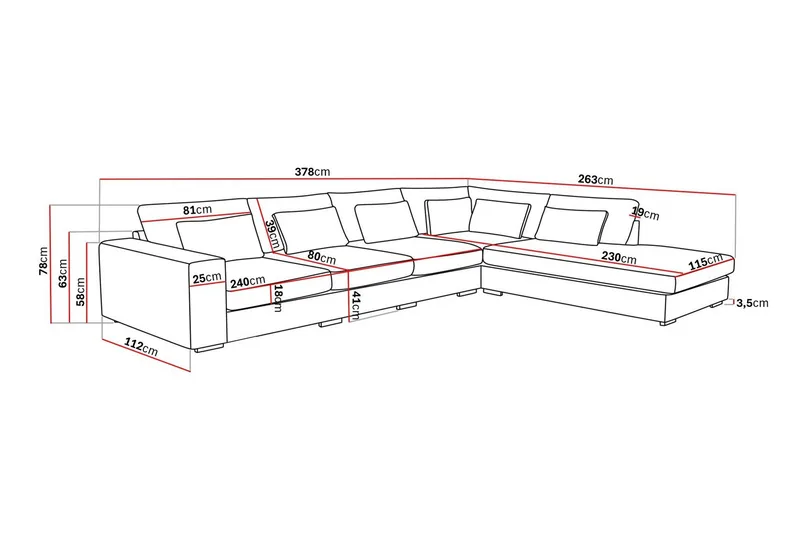 Grande 5-sits Soffa med Schäslong Höger - Beige Tyg - Möbler - Soffa - Divansoffor & schäslongsoffa
