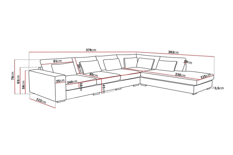 Grande 5-sits Soffa med Schäslong Höger - Beige Tyg - Möbler - Soffa - Divansoffor & schäslongsoffa