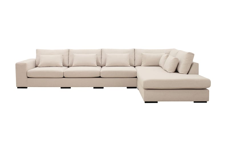 Grande 5-sits Soffa med Schäslong Höger, Beige Tyg