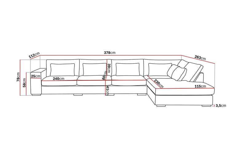 Grande 5-sits Soffa med Schäslong Höger - Mörkgrå Sammet - Möbler - Soffa - Divansoffor & schäslongsoffa