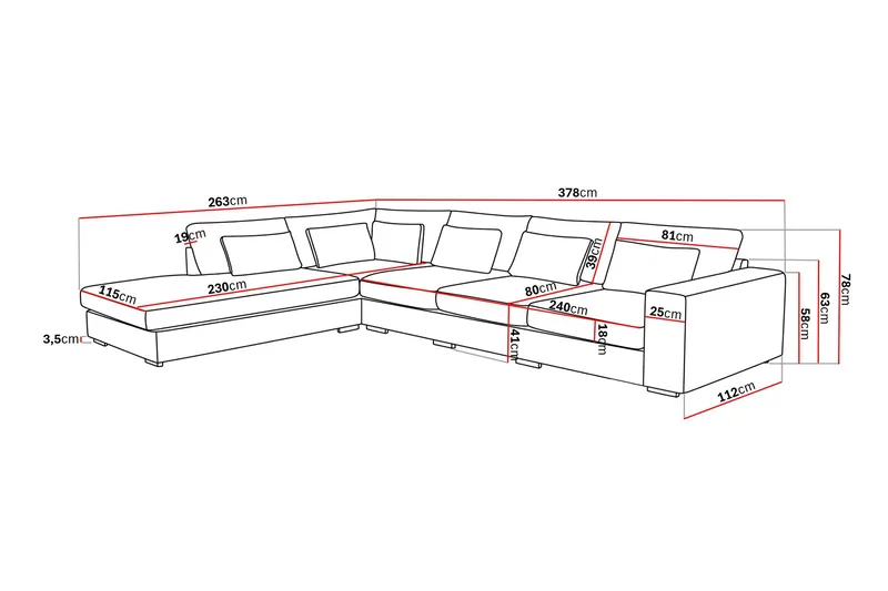 Grande 5-sits Soffa med Schäslong Vänster - Beige Sammet - Möbler - Soffa - Divansoffor & schäslongsoffa