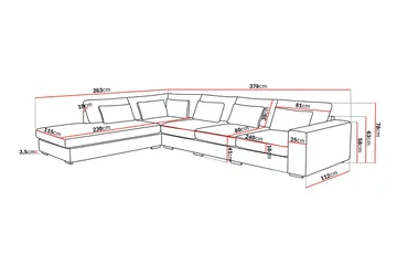 Grande 5-sits Soffa med Schäslong Vänster - Beige Sammet - Möbler - Soffa - Divansoffor & schäslongsoffa