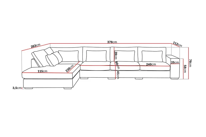 Grande 5-sits Soffa med Schäslong Vänster - Beige Sammet - Möbler - Soffa - Divansoffor & schäslongsoffa