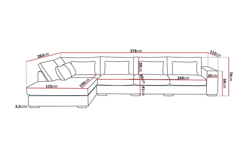 Grande 5-sits Soffa med Schäslong Vänster - Beige Sammet - Möbler - Soffa - Divansoffor & schäslongsoffa