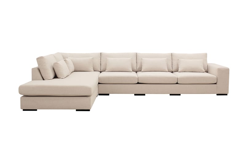 Grande 5-sits Soffa med Schäslong Vänster, Beige Tyg