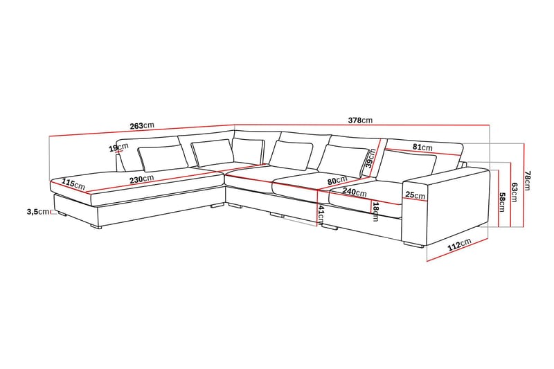 Grande 5-sits Soffa med Schäslong Vänster - Beige Tyg - Möbler - Soffa - Divansoffor & schäslongsoffa