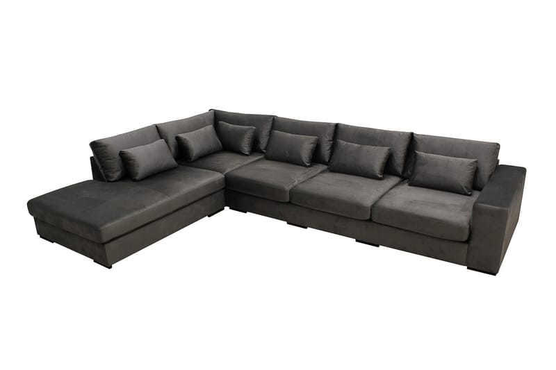 Grande 5-sits Soffa med Schäslong Vänster - Mörkgrå Sammet - Möbler - Soffa - Divansoffor & schäslongsoffa