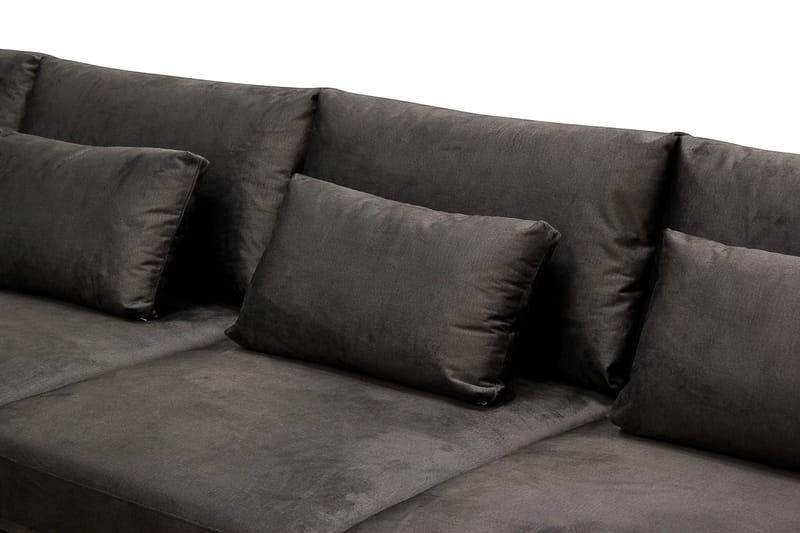 Grande 5-sits Soffa med Schäslong Vänster - Mörkgrå Sammet - Möbler - Soffa - Divansoffor & schäslongsoffa
