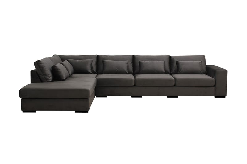 Grande 5-sits Soffa med Schäslong Vänster, Mörkgrå Sammet