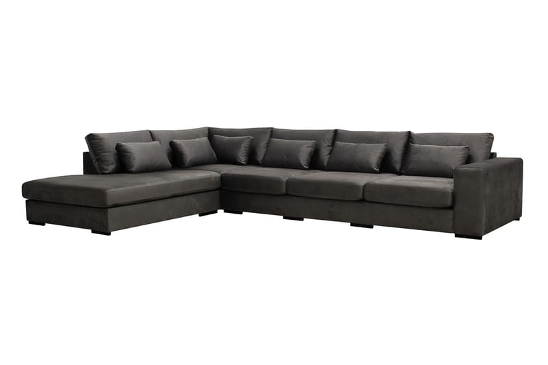 Grande 5-sits Soffa med Schäslong Vänster - Mörkgrå Sammet - Möbler - Soffa - Divansoffor & schäslongsoffa
