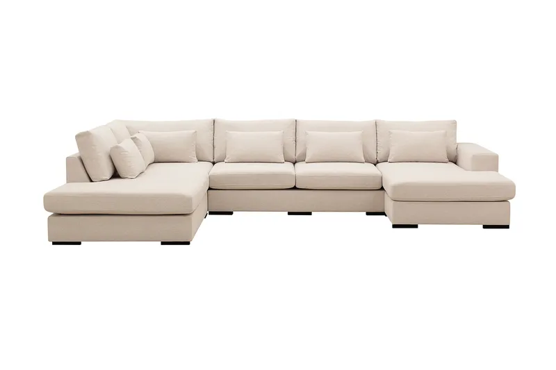 Grande 5-sits U-Soffa med Divan Höger - Beige Tyg - Möbler - Soffa - U-soffa