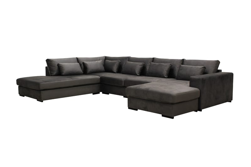 Grande 5-sits U-Soffa med Divan Höger - Mörkgrå Sammet - Möbler - Soffa - U-soffa