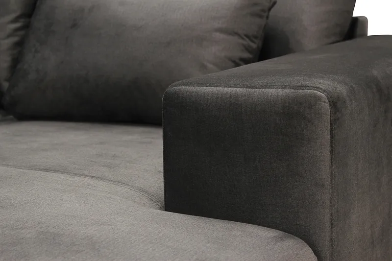 Grande 5-sits U-Soffa med Divan Höger - Mörkgrå Sammet - Möbler - Soffa - U-soffa