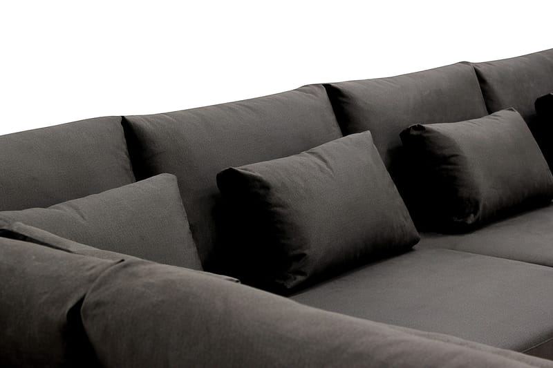 Grande 5-sits U-Soffa med Divan Höger - Mörkgrå Sammet - Möbler - Soffa - U-soffa