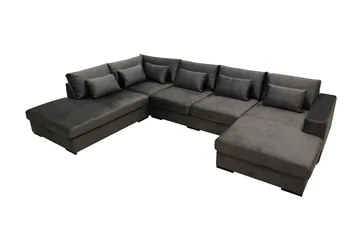 Grande 5-sits U-Soffa med Divan Höger - Mörkgrå Sammet - Möbler - Soffa - U-soffa