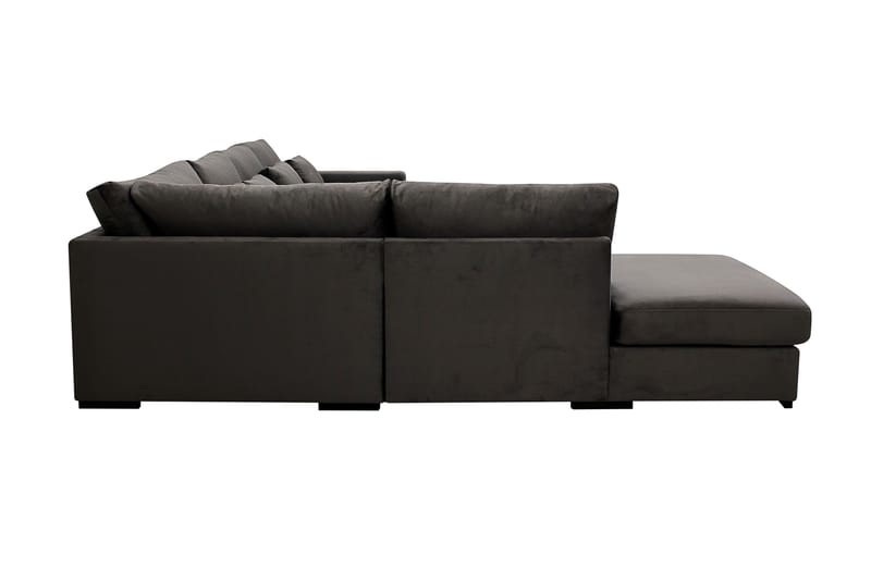 Grande 5-sits U-Soffa med Divan Höger - Mörkgrå Sammet - Möbler - Soffa - U-soffa