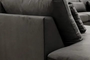 Grande 5-sits U-Soffa med Divan Höger - Mörkgrå Sammet - Möbler - Soffa - U-soffa