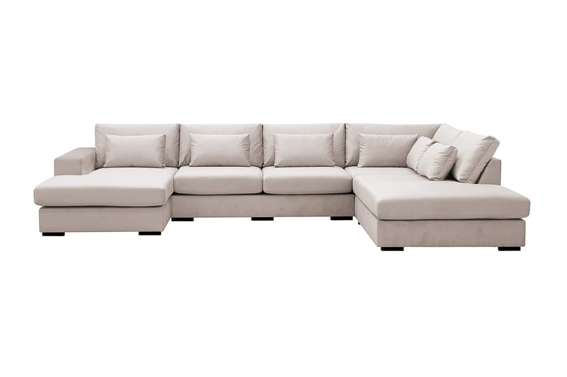 Grande 5-sits U-Soffa med Divan Vänster - Beige Sammet - Möbler - Soffa - U-soffa