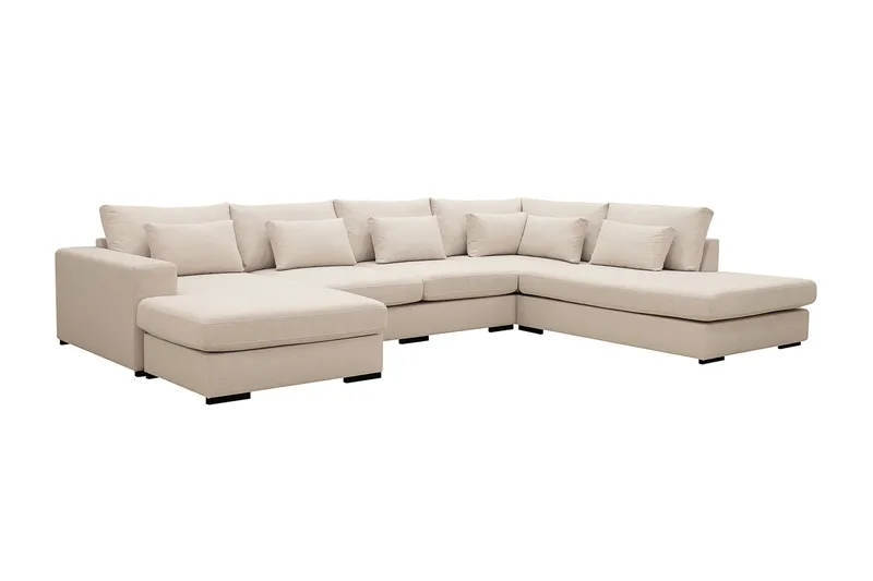 Grande 5-sits U-Soffa med Divan Vänster - Beige Tyg - Möbler - Soffa - U-soffa