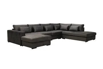 Grande 5-sits U-Soffa med Divan Vänster - Mörkgrå Sammet - Möbler - Soffa - U-soffa
