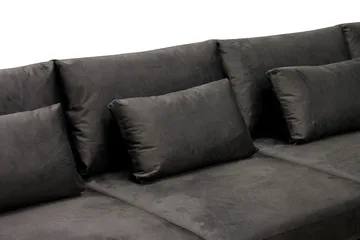 Grande 5-sits U-Soffa med Divan Vänster - Mörkgrå Sammet - Möbler - Soffa - U-soffa