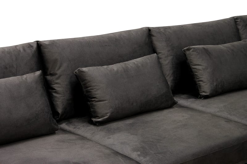 Grande 5-sits U-Soffa med Divan Vänster - Mörkgrå Sammet - Möbler - Soffa - U-soffa