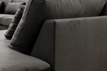 Grande 5-sits U-Soffa med Divan Vänster - Mörkgrå Sammet - Möbler - Soffa - U-soffa