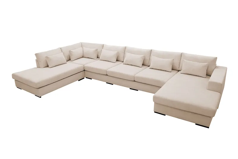 Grande 6-sits U-Soffa med Divan Höger - Beige Manchester - Möbler - Soffa - U-soffa