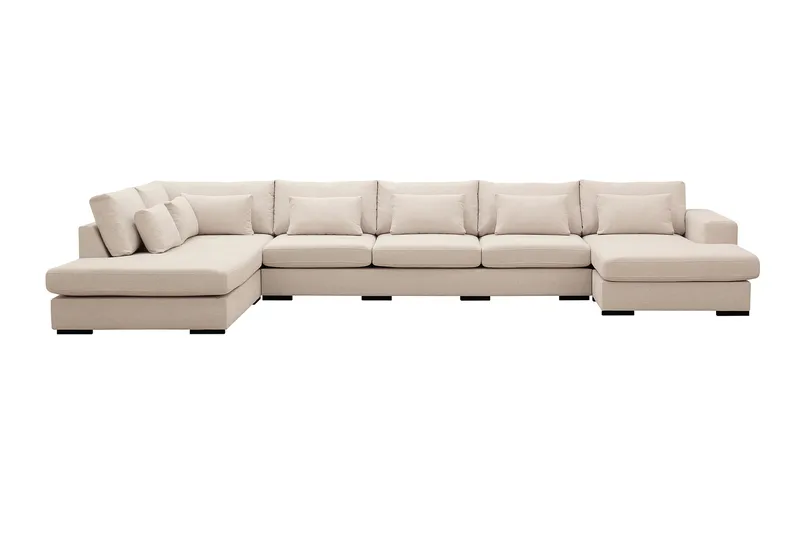 Grande 6-sits U-Soffa med Divan Höger - Beige Tyg - Möbler - Soffa - U-soffa