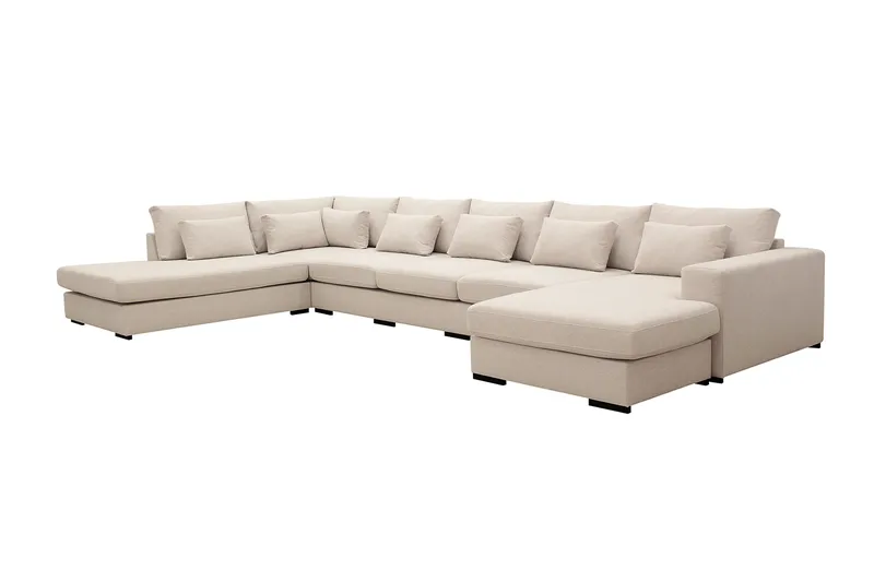 Grande 6-sits U-Soffa med Divan Höger - Beige Tyg - Möbler - Soffa - U-soffa