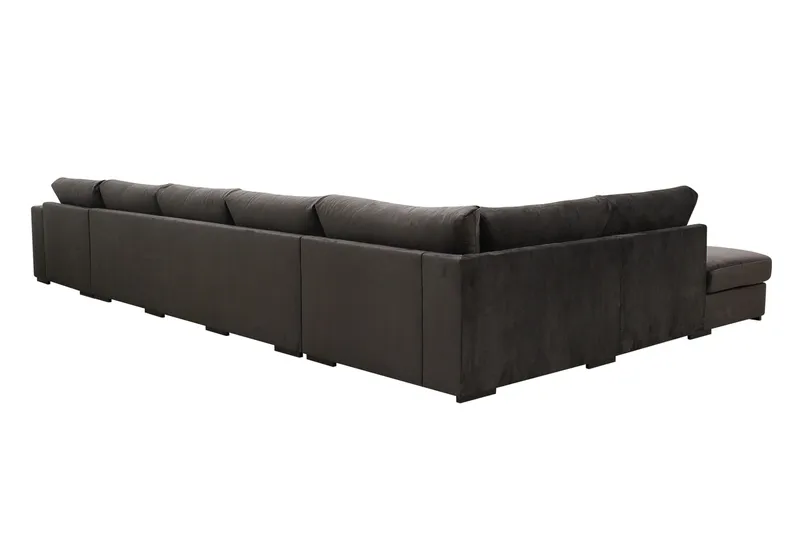 Grande 6-sits U-Soffa med Divan Höger - Mörkgrå Sammet - Möbler - Soffa - U-soffa