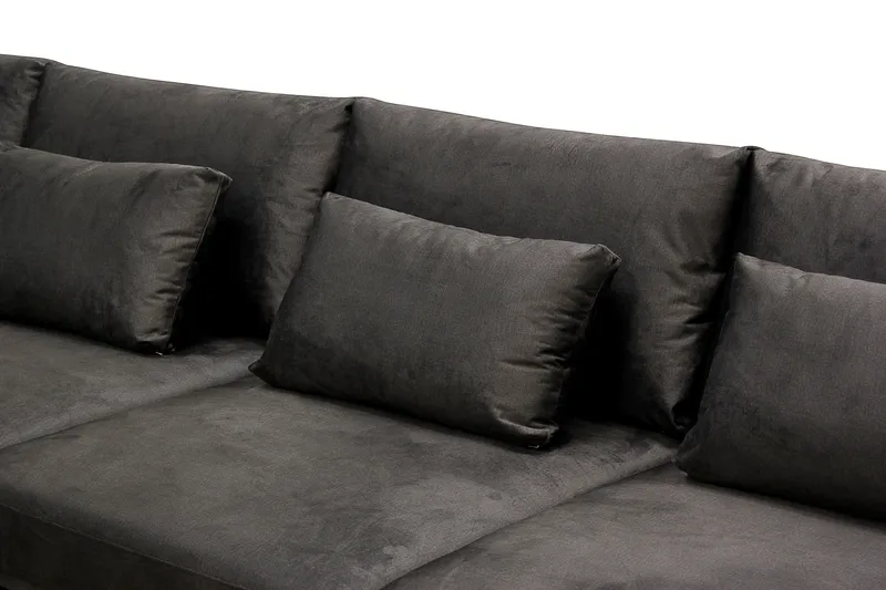 Grande 6-sits U-Soffa med Divan Höger - Mörkgrå Sammet - Möbler - Soffa - U-soffa