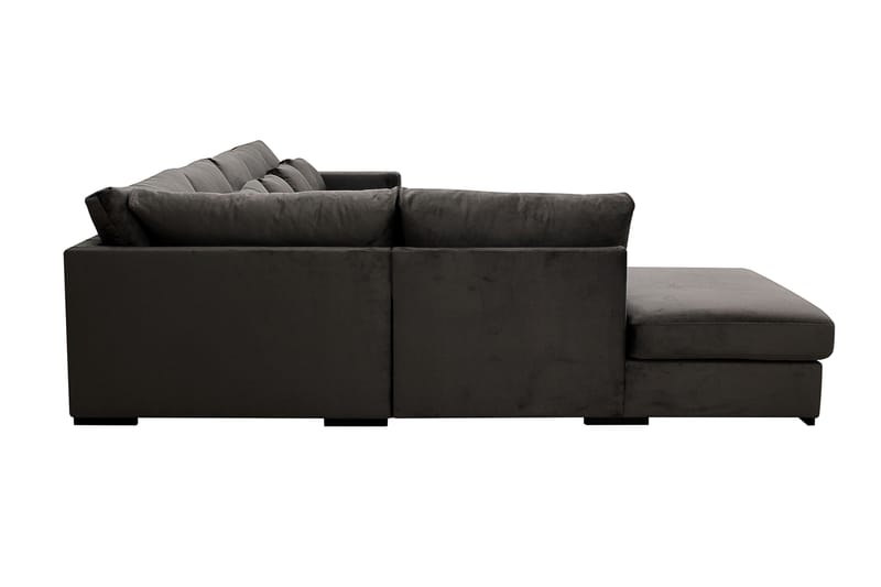 Grande 6-sits U-Soffa med Divan Höger - Mörkgrå Sammet - Möbler - Soffa - U-soffa