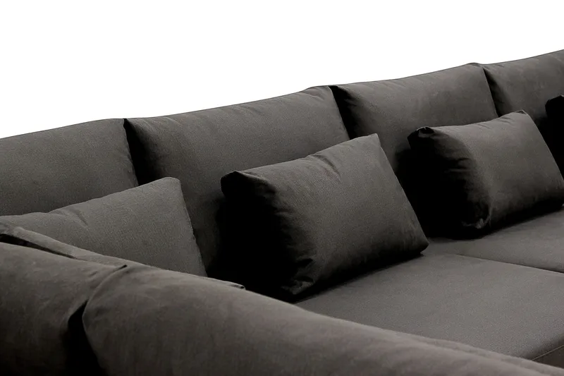 Grande 6-sits U-Soffa med Divan Höger - Mörkgrå Sammet - Möbler - Soffa - U-soffa