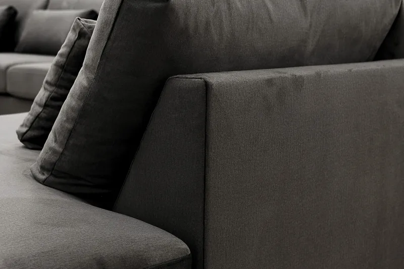 Grande 6-sits U-Soffa med Divan Vänster - Mörkgrå Sammet - Möbler - Soffa - U-soffa