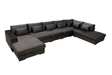Grande 6-sits U-Soffa med Divan Vänster - Mörkgrå Sammet - Möbler - Soffa - U-soffa