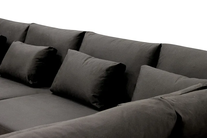 Grande 6-sits U-Soffa med Divan Vänster - Mörkgrå Sammet - Möbler - Soffa - U-soffa