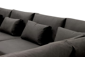 Grande 6-sits U-Soffa med Divan Vänster - Mörkgrå Sammet - Möbler - Soffa - U-soffa