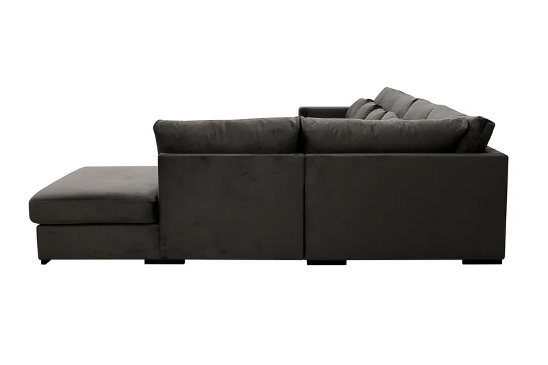 Grande 6-sits U-Soffa med Divan Vänster - Mörkgrå Sammet - Möbler - Soffa - U-soffa