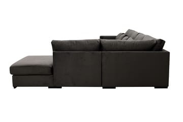 Grande 6-sits U-Soffa med Divan Vänster - Mörkgrå Sammet - Möbler - Soffa - U-soffa