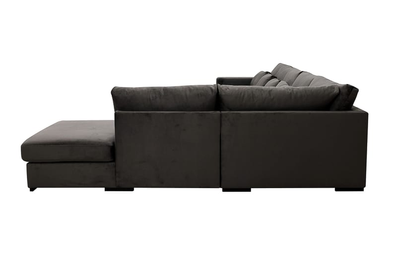 Grande 6-sits U-Soffa med Divan Vänster - Mörkgrå Sammet - Möbler - Soffa - U-soffa