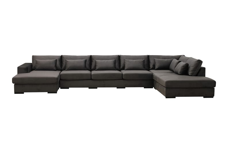 Grande 6-sits U-Soffa med Divan Vänster - Mörkgrå Sammet - Möbler - Soffa - U-soffa