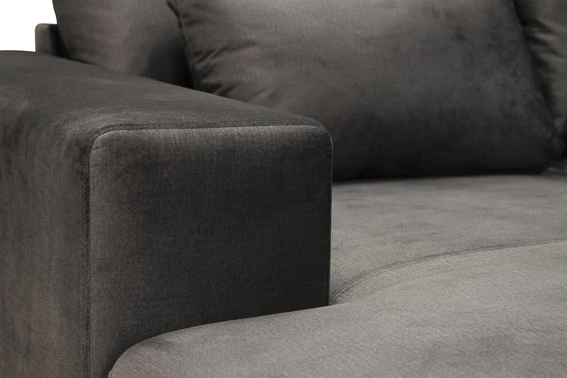 Grande 6-sits U-Soffa med Divan Vänster - Mörkgrå Sammet - Möbler - Soffa - U-soffa