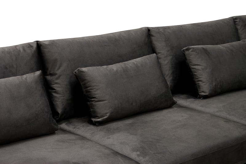 Grande 6-sits U-Soffa med Divan Vänster - Mörkgrå Sammet - Möbler - Soffa - U-soffa