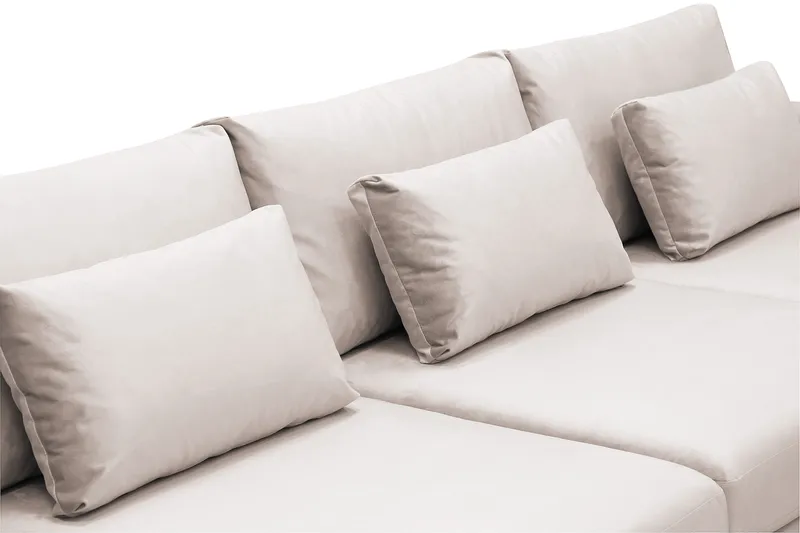 Grande Stor 7-sits U-Soffa med Divan Höger - Beige Sammet - Möbler - Soffa - U-soffa