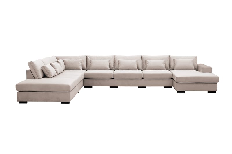 Grande Stor 7-sits U-Soffa med Divan Höger - Beige Sammet - Möbler - Soffa - U-soffa