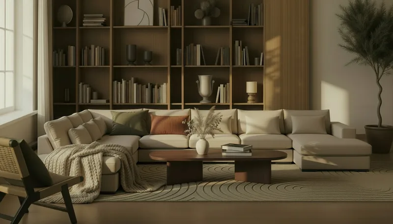 Grande Stor 7-sits U-Soffa med Divan Höger - Beige Tyg - Möbler - Soffa - Modulsoffor - Komplett modulsoffa