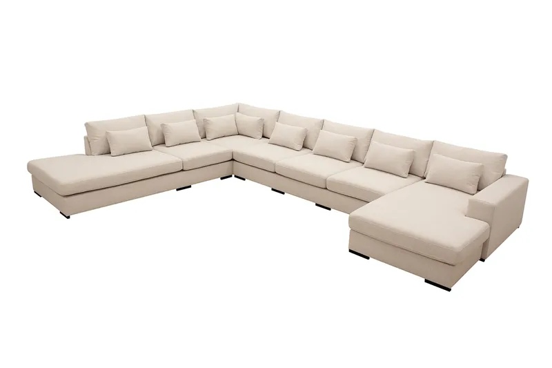 Grande Stor 7-sits U-Soffa med Divan Höger - Beige Tyg - Möbler - Soffa - Modulsoffor - Komplett modulsoffa