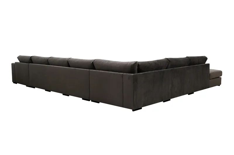 Grande Stor 7-sits U-Soffa med Divan Höger - Mörkgrå Sammet - Möbler - Soffa - Sammetssoffa
