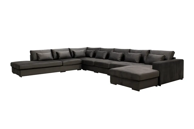 Grande Stor 7-sits U-Soffa med Divan Höger - Mörkgrå Sammet - Möbler - Soffa - Sammetssoffa